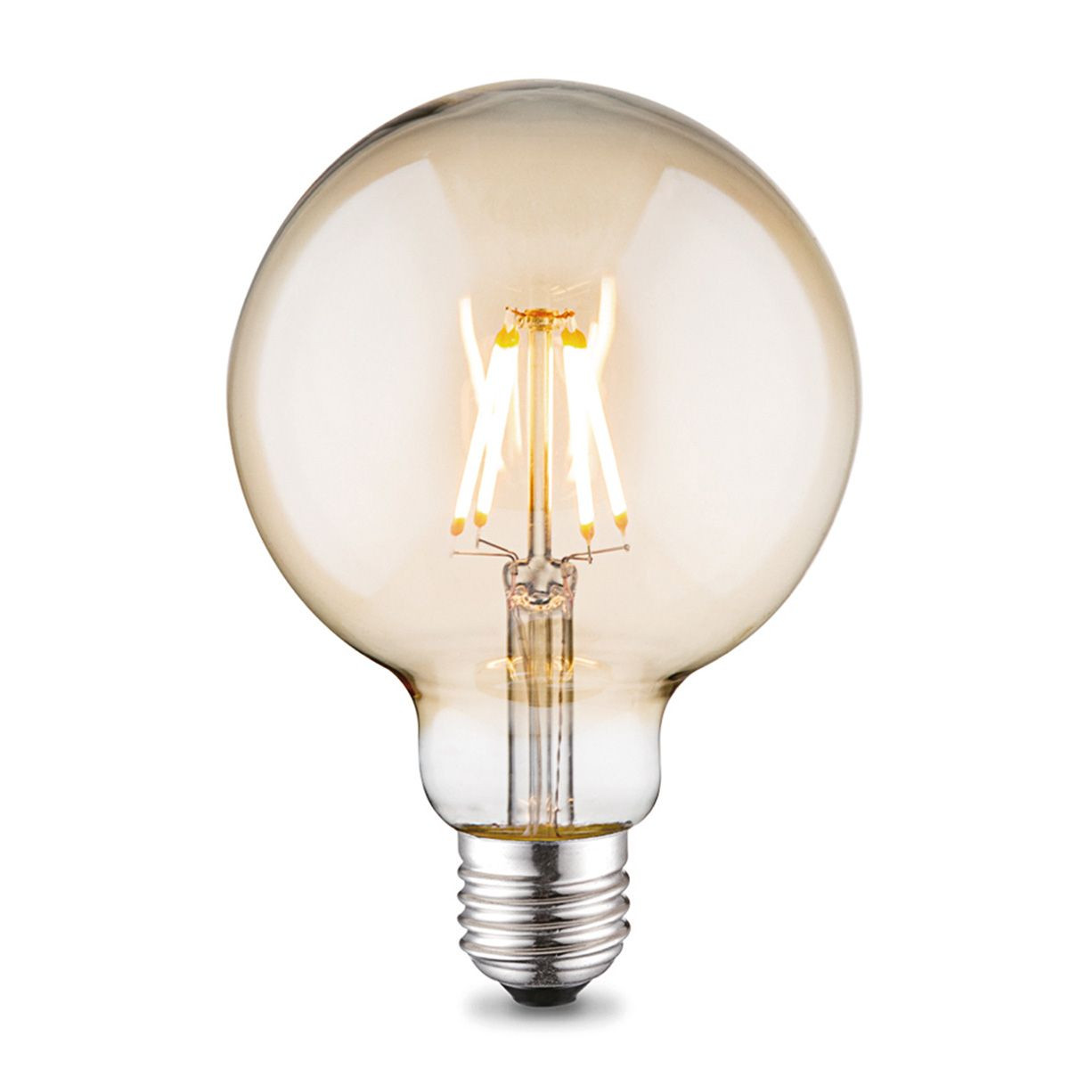 Edison Vintage LED lamp E27 LED filament lichtbron, Deco Globe G95, 9.5/9.5/13.5cm, Amber, Retro LED lamp Dimbaar, 6W 550lm 2700K, warm wit licht, geschikt voor E27 fitting
