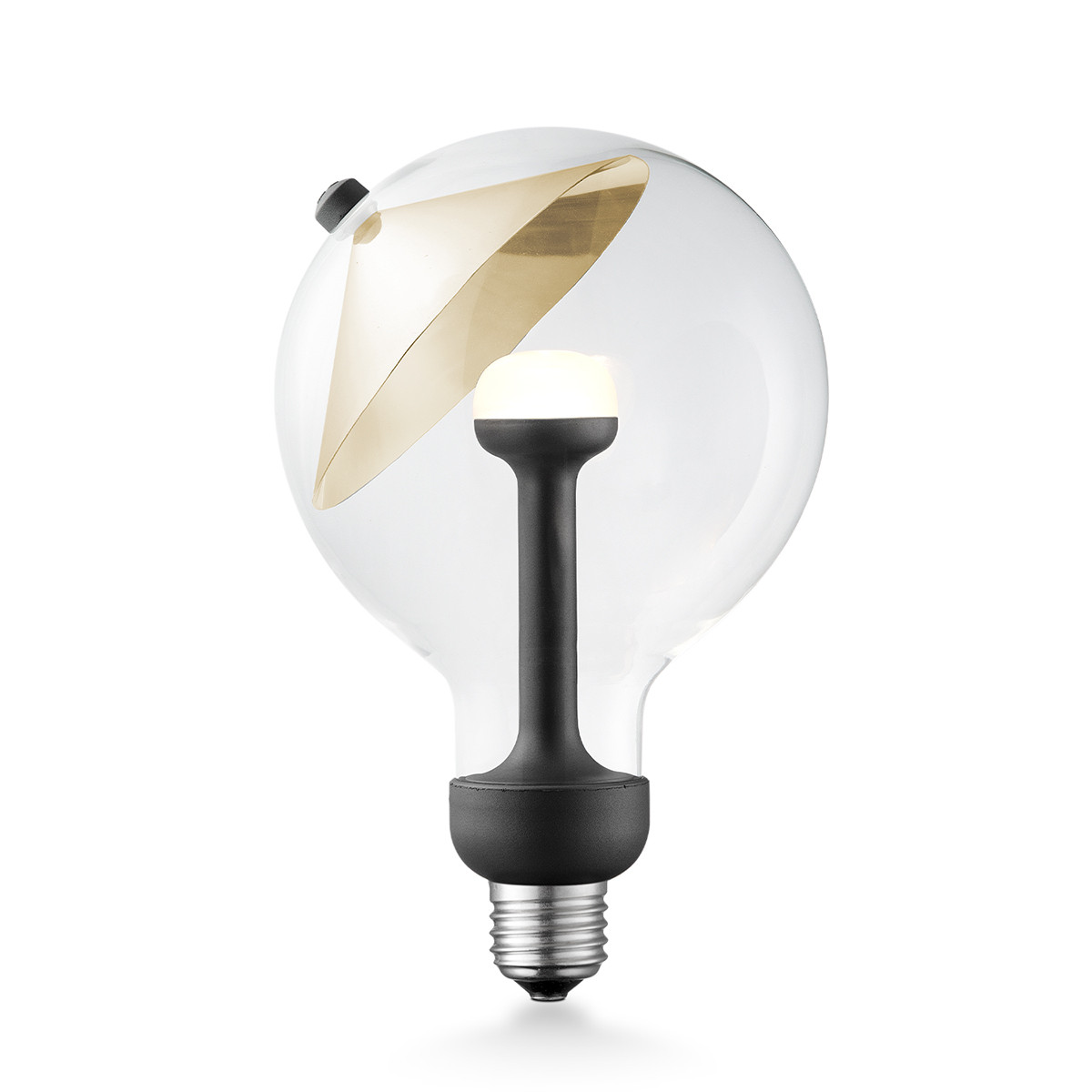 LED Lichtbron Move Me G120, Cone, 12/12/18.6cm, Goud, Design LED lamp met verstelbare diffuser via magneet, Dimbaar, 5W 400lm 2700K, warm wit licht, geschikt voor E27 fitting
