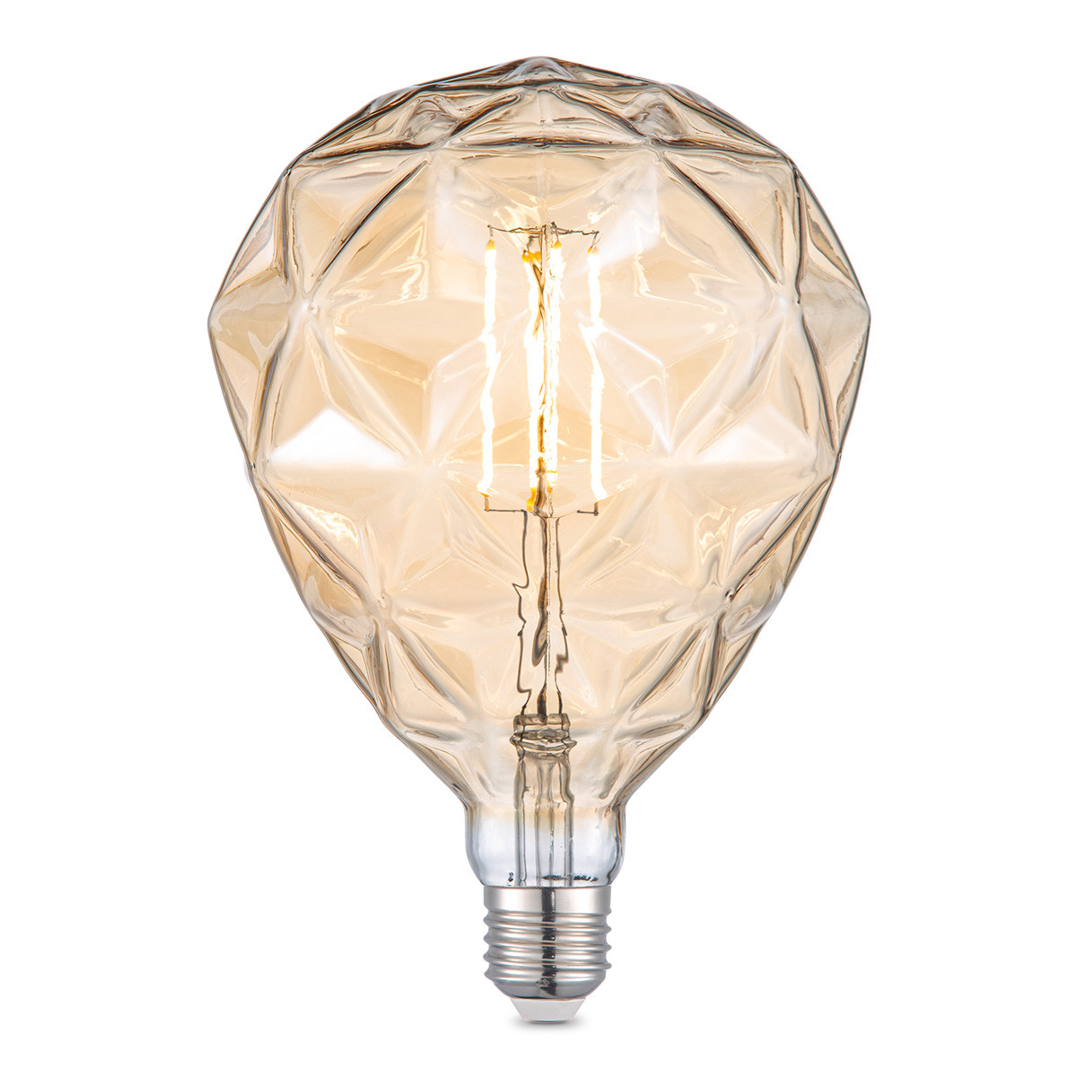 Edison Vintage LED lamp E27 LED filament lichtbron, Deco Globe G125, 15/15/22cm, Amber, Retro LED lamp Dimbaar, 4W 400lm 2700K, warm wit licht, geschikt voor E27 fitting