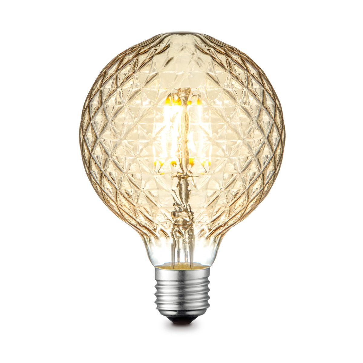 Edison Vintage LED lamp E27 LED filament lichtbron, Deco Globe G95, 9.5/9.5/13.5cm, Amber, Retro LED lamp Dimbaar, 4W 330lm 2700K, warm wit licht, geschikt voor E27 fitting
