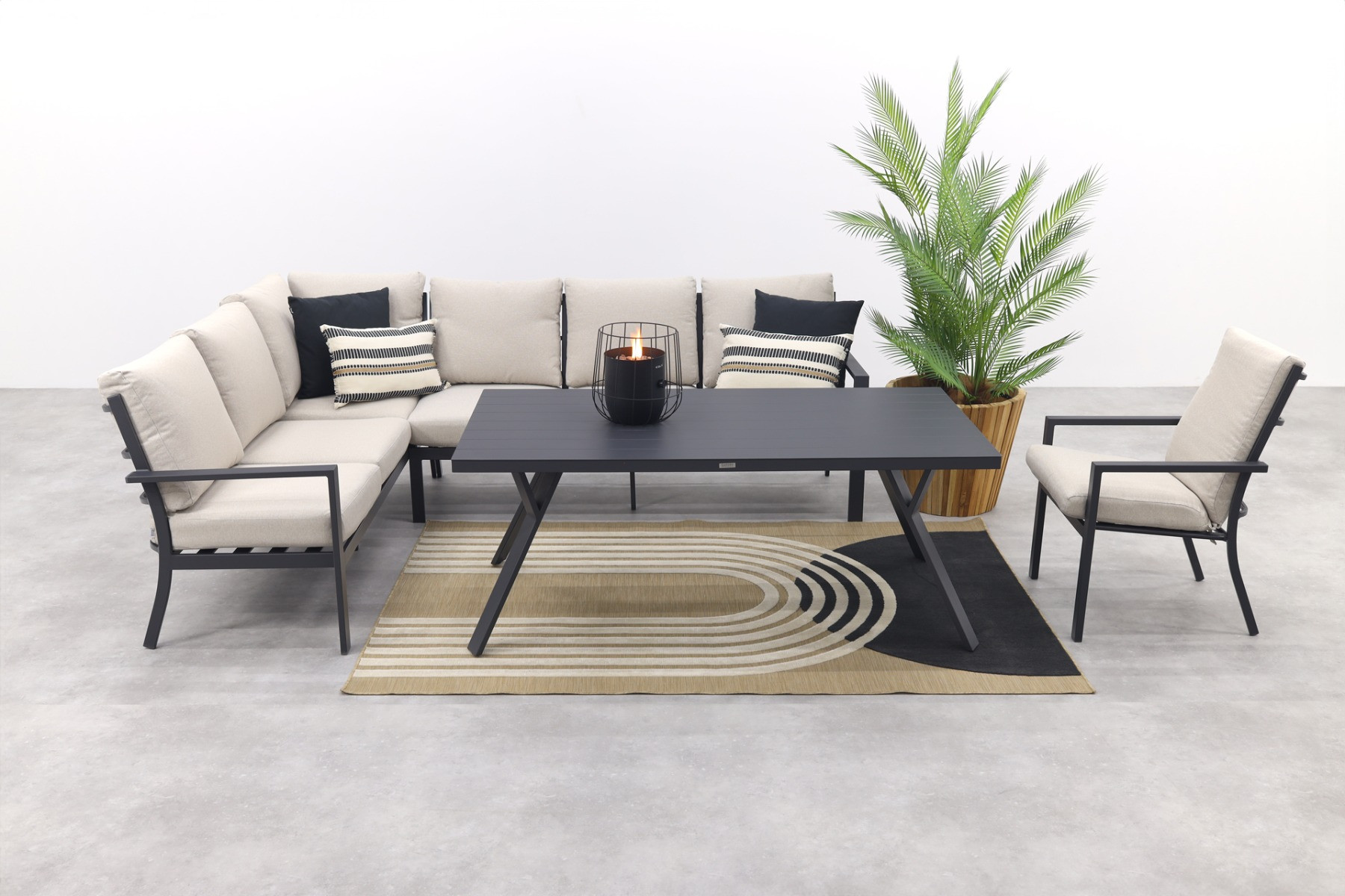 Sergio lounge dining set met stoel - Carbon/Desert - 3-delig links