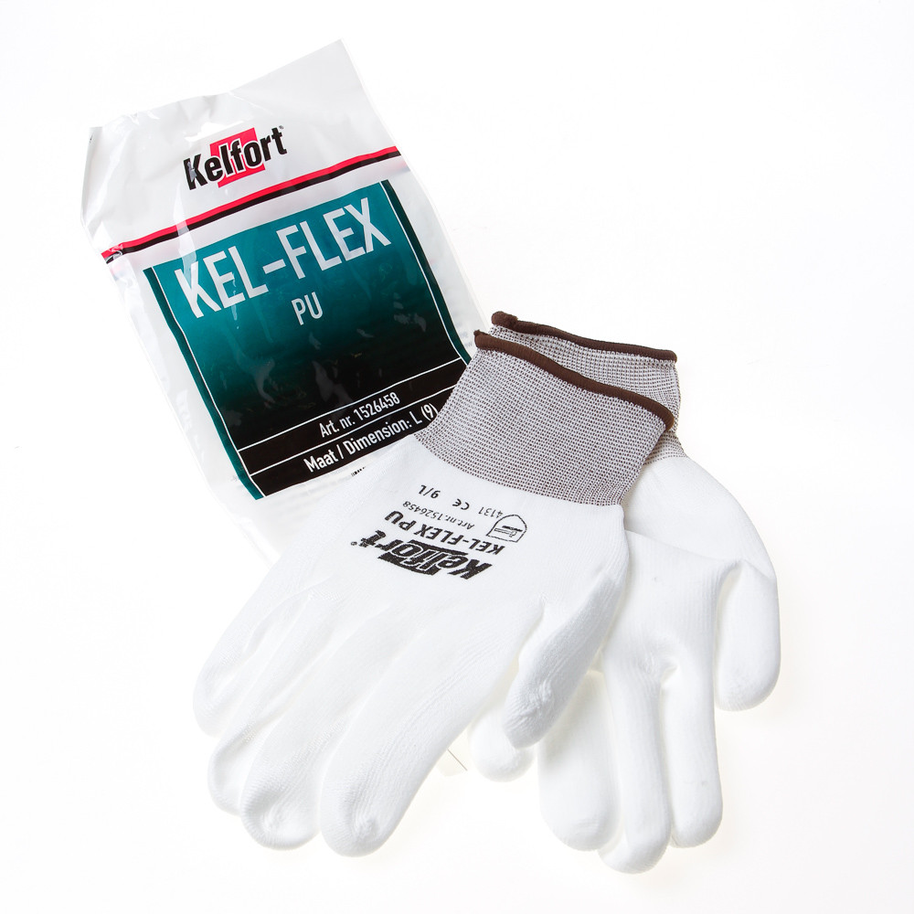 Handschoen kel-flex pu wit 9