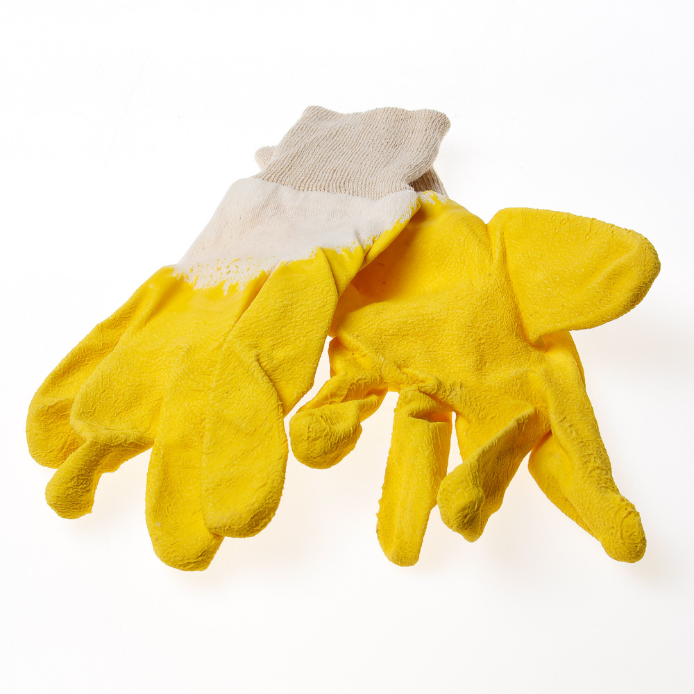 Handschoen latex geel vent.rug mt10