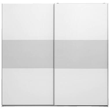 Schuifdeurkast Napoli wit/grijs softclose - 210x215x60 cm - Leen Bakker