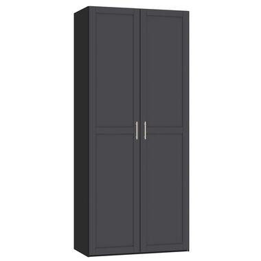 STOCK kledingkast 2-deurs - zwart/antraciet - 236x101,9x56,5 cm - Leen Bakker