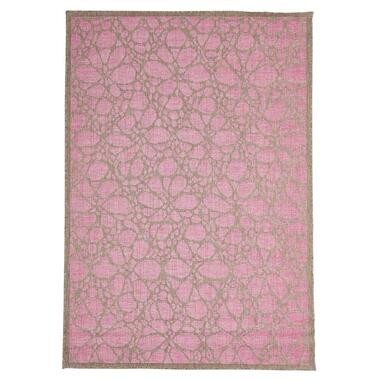 Floorita binnen/buitenvloerkleed Fiore - roze - 135x190 cm - Leen Bakker