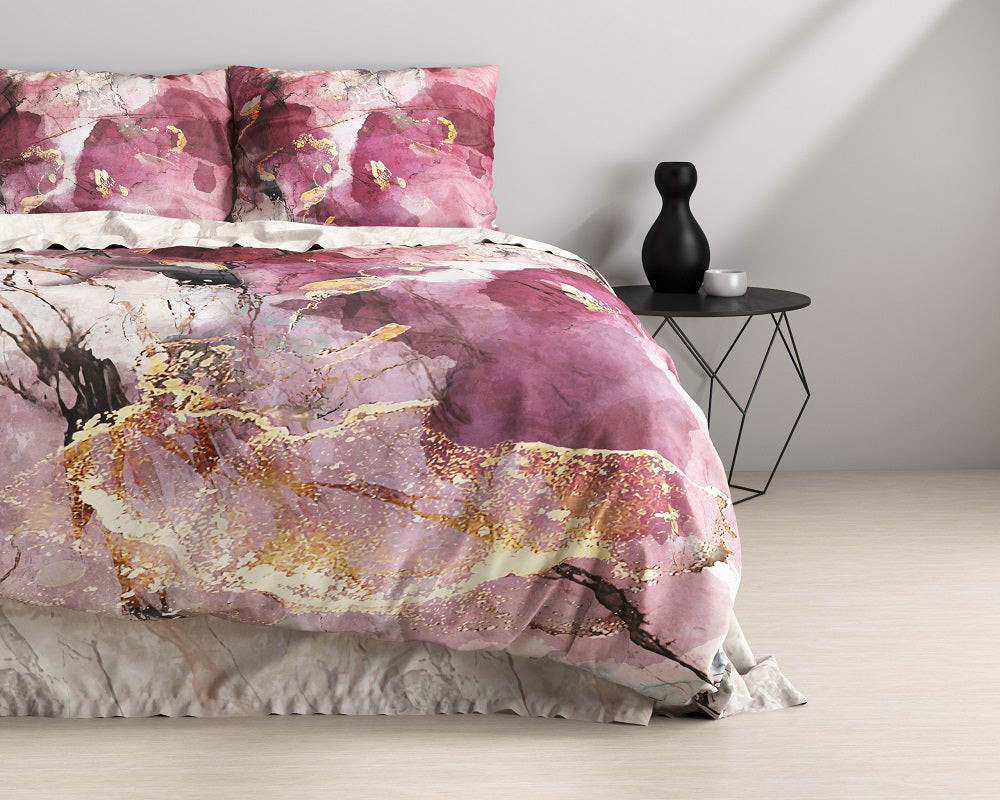 RoyalTextile - Breccia Dekbedovertrek Katoen-Satijn - Roze - 140 x 220