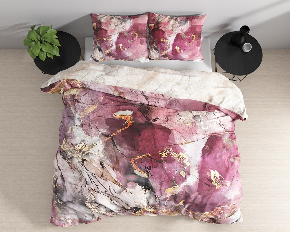 RoyalTextile - Breccia Dekbedovertrek Katoen-Satijn - Roze - 140 x 220