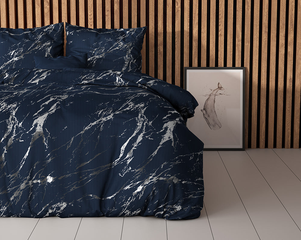 Sleeptime - Glamour Marble Dekbedovertrek - Micropercal - Blauw - 140 x 220