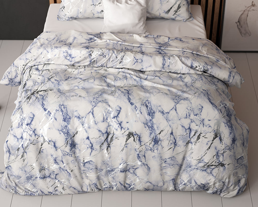 RoyalTextile - Glamour Ocean Dekbedovertrek - Micropercal - Blauw - 140 x 220