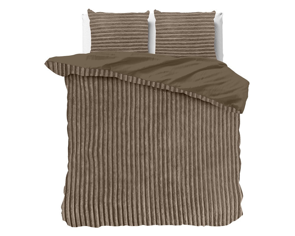 RoyalTextile - Rib Teddy Dekbedovertrek - Taupe - 140 x 220