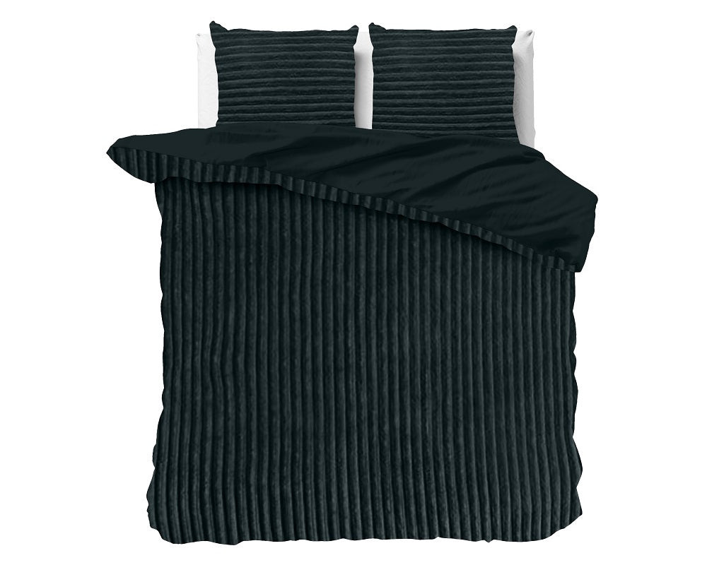 RoyalTextile - Rib Teddy Dekbedovertrek - Antraciet - 200x200/220