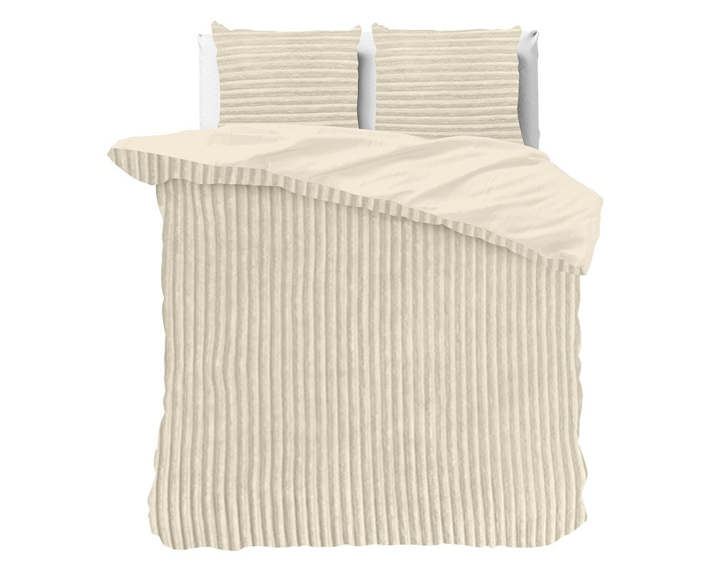 RoyalTextile - Rib Teddy Dekbedovertrek - Crème - 140 x 220