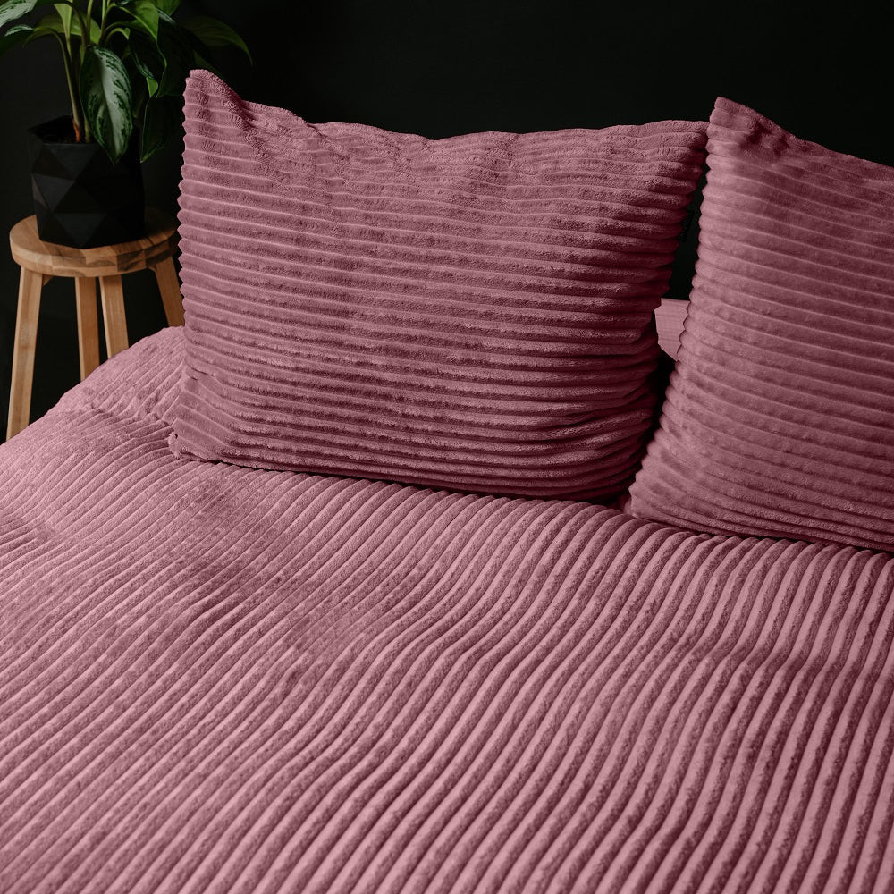 RoyalTextile - Rib Teddy Dekbedovertrek - Oud Roze - 140 x 220