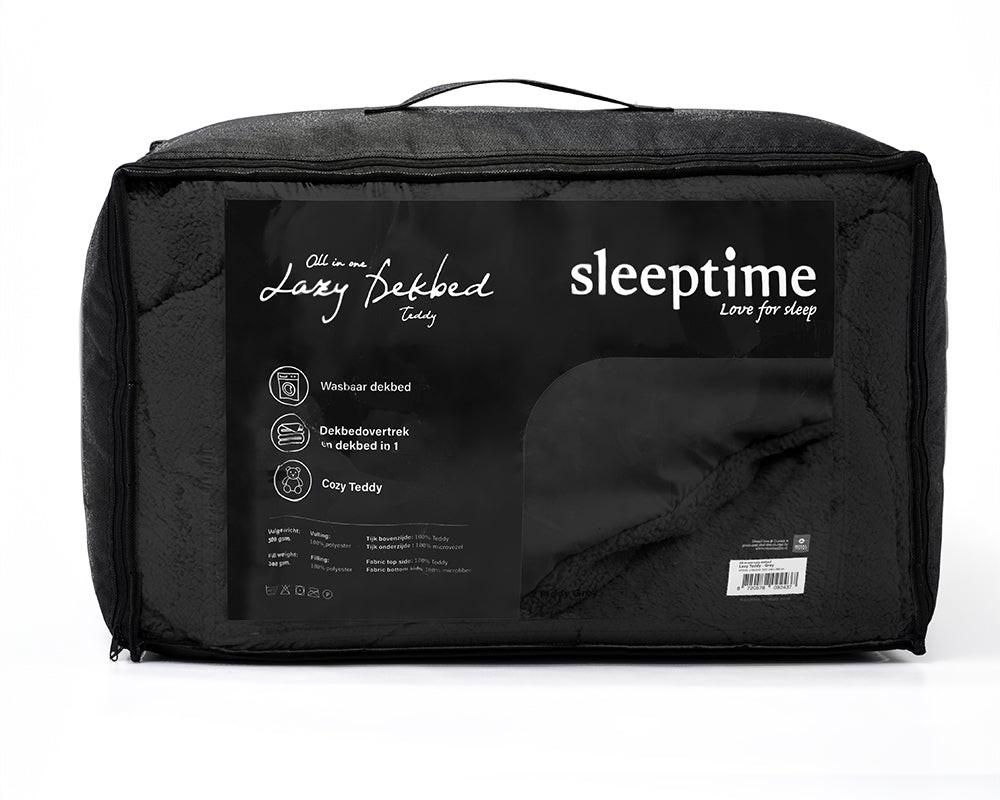 RoyalTextile - Sleeptime Lazy Dekbed Teddy - Antraciet - 240 x 200