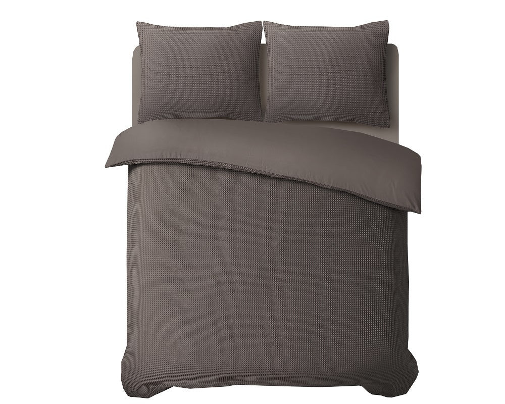 RoyalTextile - Waffle Dekbedovertrek Microfiber - Taupe - 200 x 220