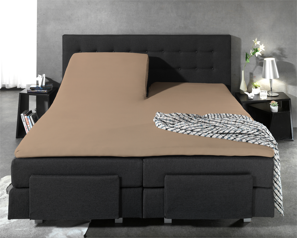 Homecare - Splittopper Hoeslaken Katoen - Taupe - 140 x 200