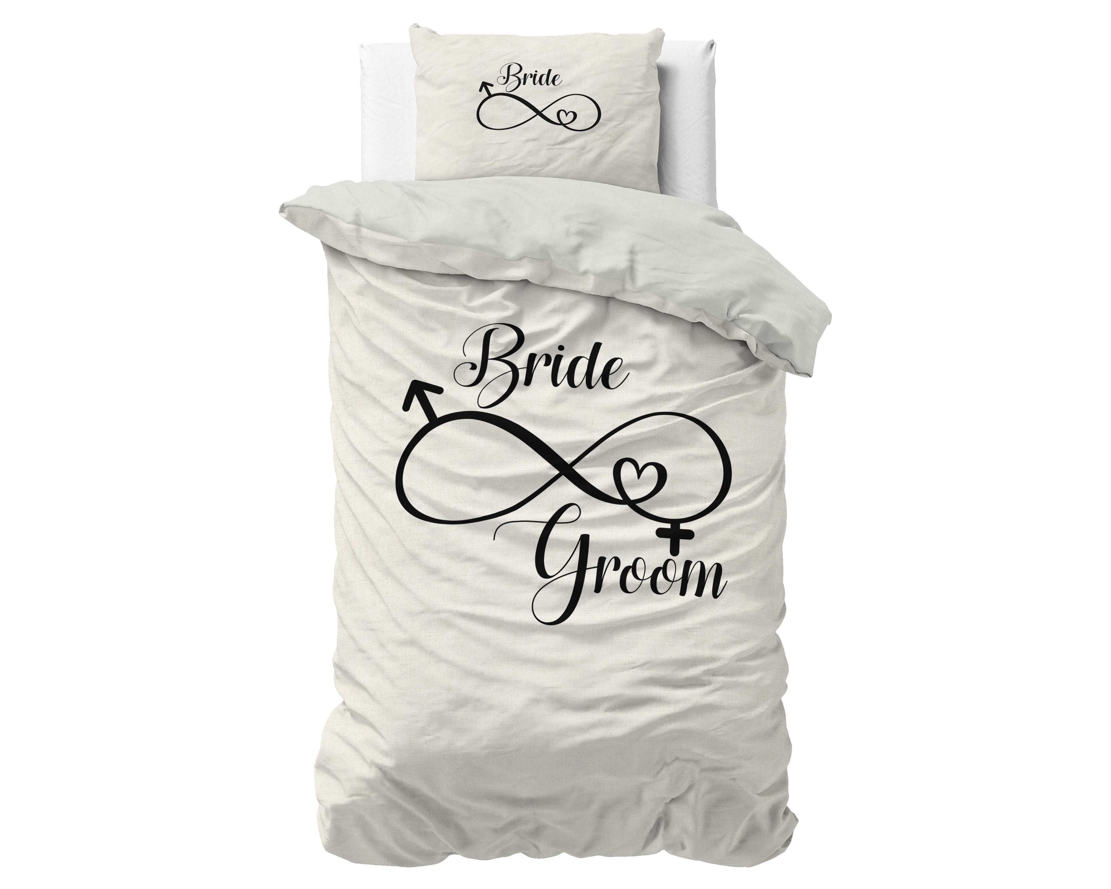 Sleeptime Indulge - Bride and Groom Dekbedovertrek Katoen - Wit - 140 x 220