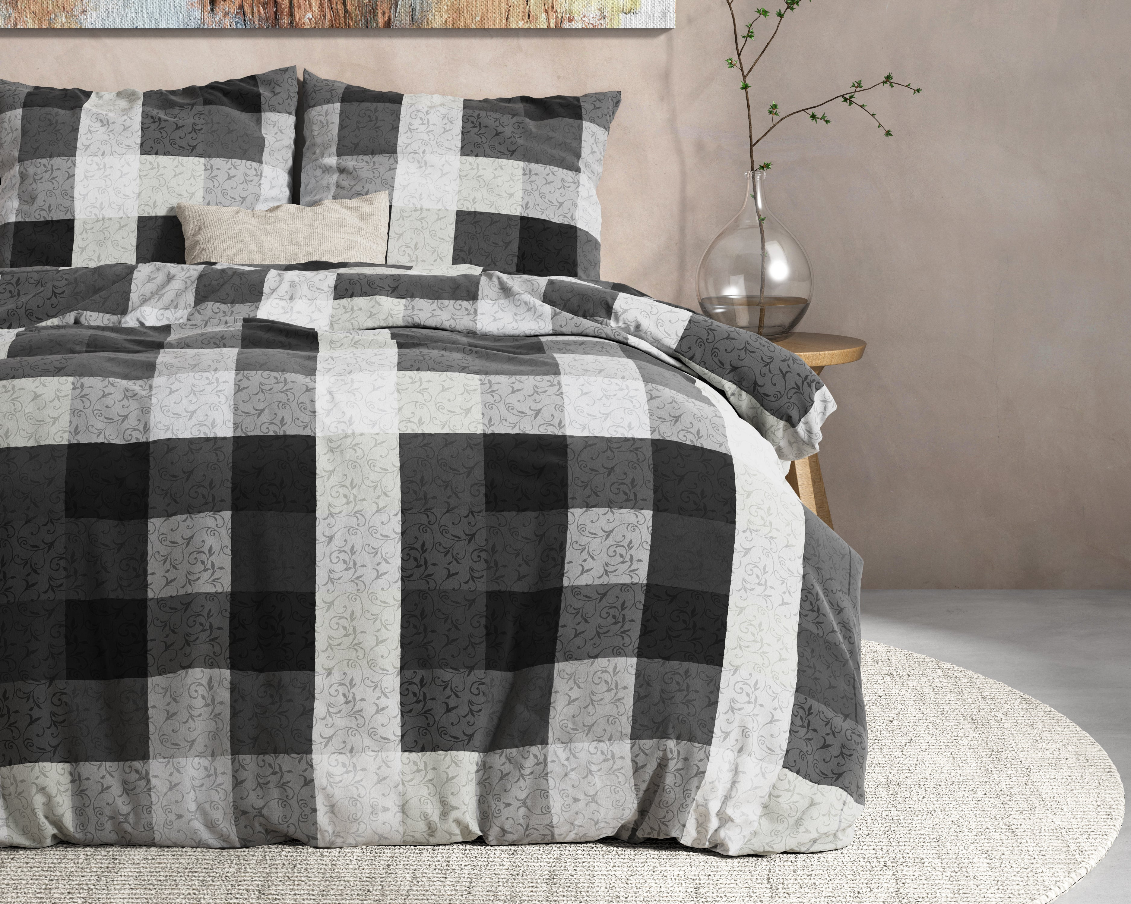 Dreamhouse - Steef Dekbedovertrek Flanel (Warm) - Antraciet - 200 x 220