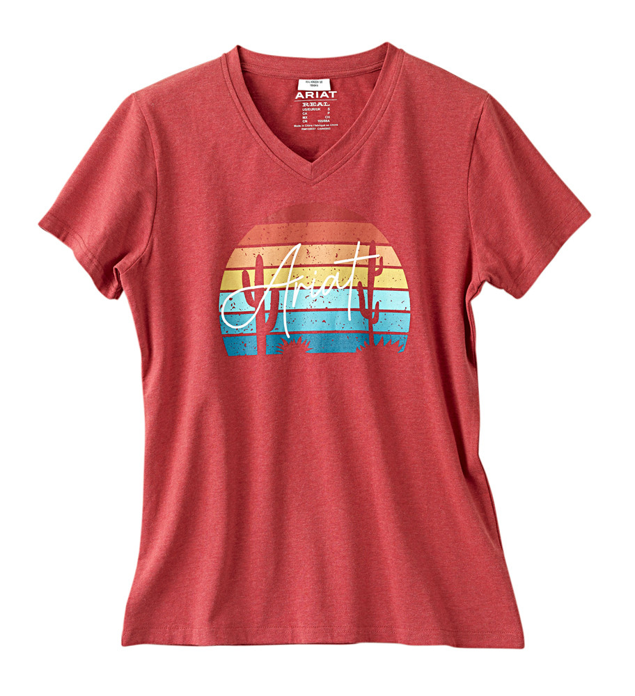 Ariat Dames T-Shirt R.E.A.L™ Horizon Tee, rood, Maat: XS