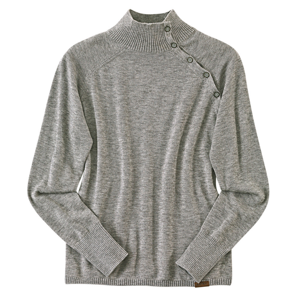 Ariat Dames Sweater WMS Half Moon Bay, Heather Grey / Navy, Maat: L