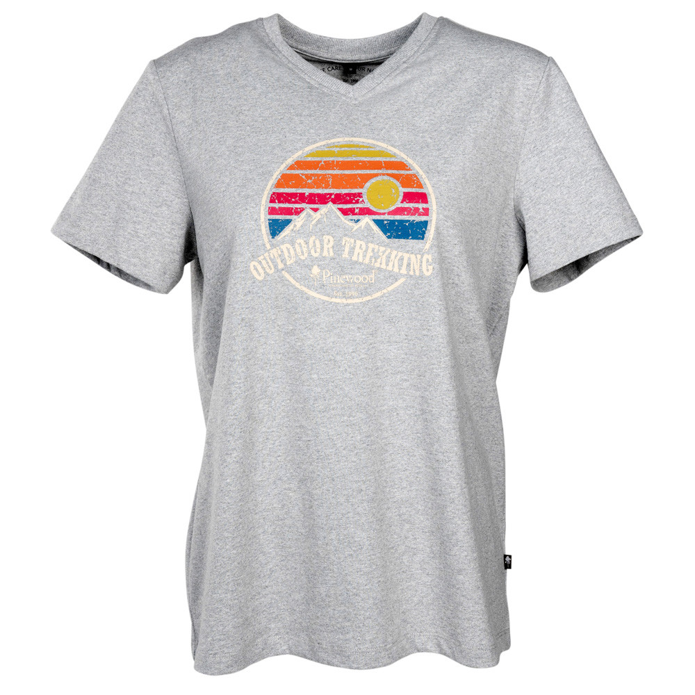 Pinewood® Dames T-shirt Finnveden Recycled Outdoor T-Shirts Ws, l. grey melange, Maat: XXL