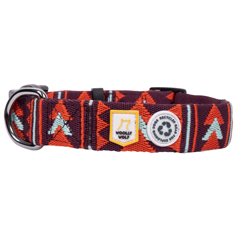 WOOLLY WOLF Hondenhalsband Explorer, paars-oranje-munt, Maat: L