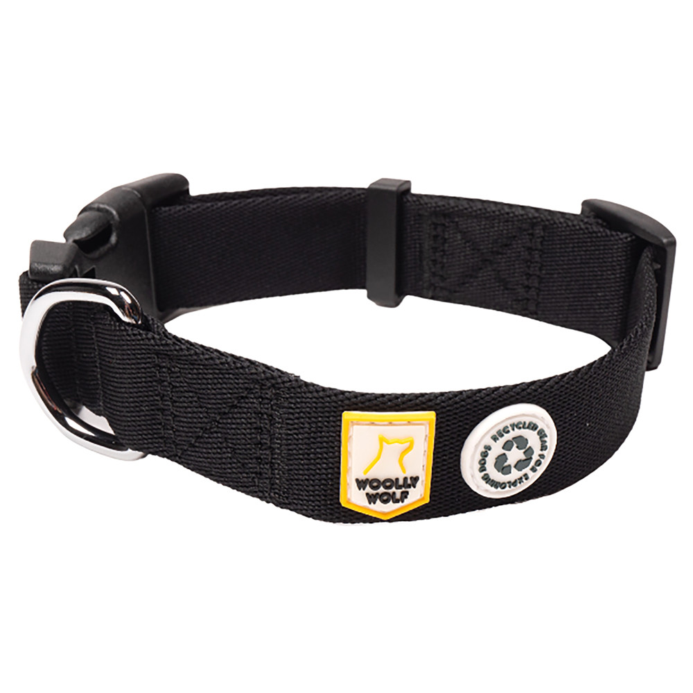 WOOLLY WOLF Hondenhalsband Adventure, zwart, Maat: 40-65