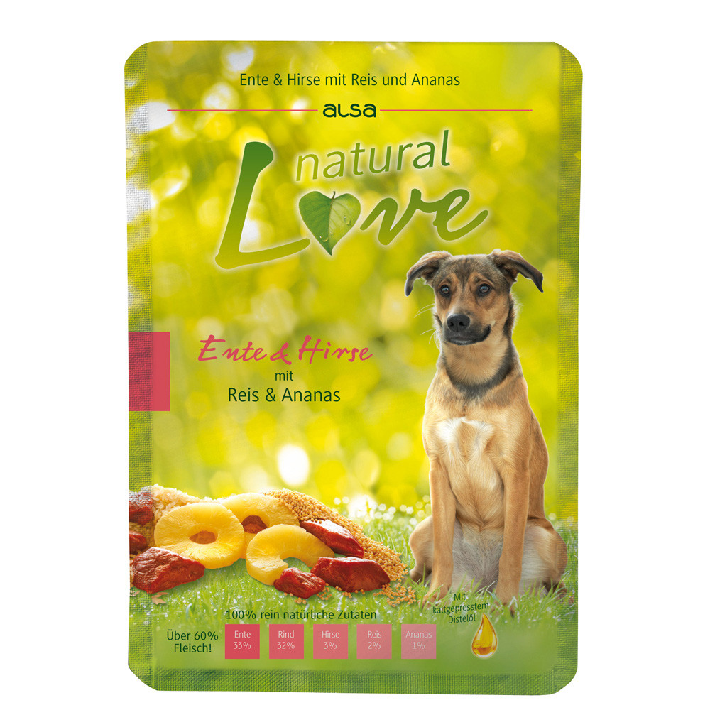 alsa natural Love Eend & gierst met rijst en ananas, 300 g, Aantal: 6 x 300 g