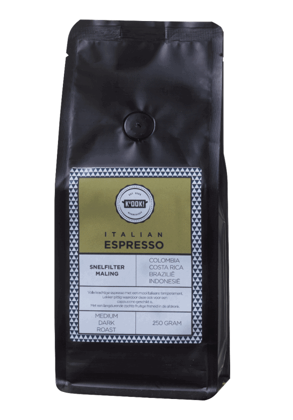 K'OOK! - gemalen koffie - Italian Espresso - 250 gram