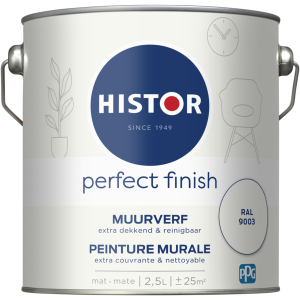 Histor Perfect Finish Muurverf Mat - Ral 9003 - 2,5 liter