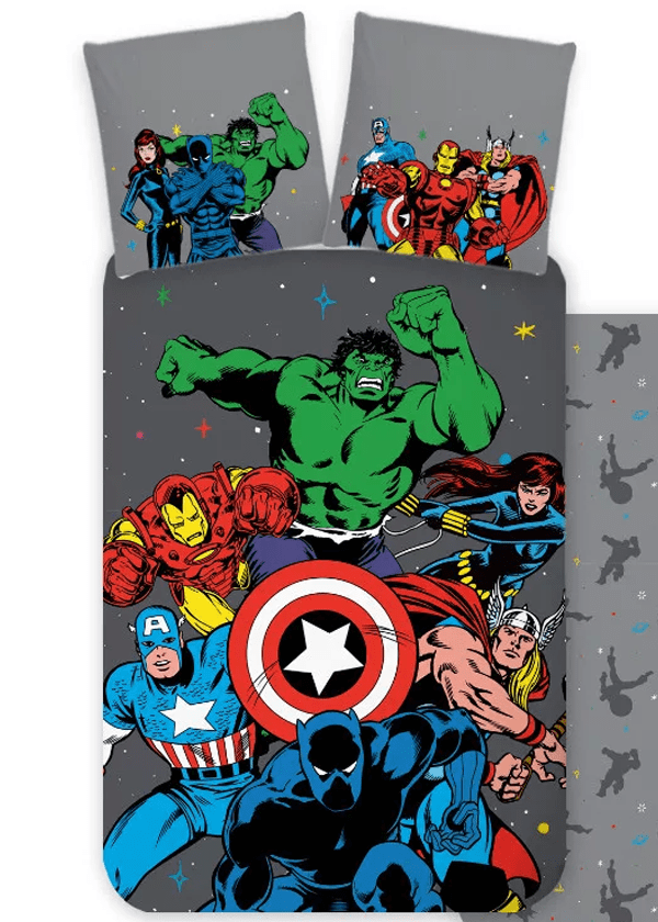 Marvel Avengers Dekbedovertrek Team grijs - 140 x 200 cm - 70 x 90 cm