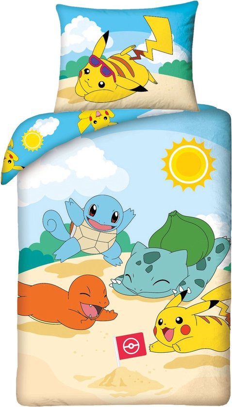 Pokemon Dekbedovertrek Beach day 140 x 200 cm (70 x 90 cm)
