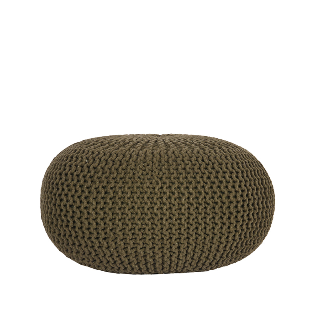 LABEL51 Poef Knitted - Army green - Katoen - L