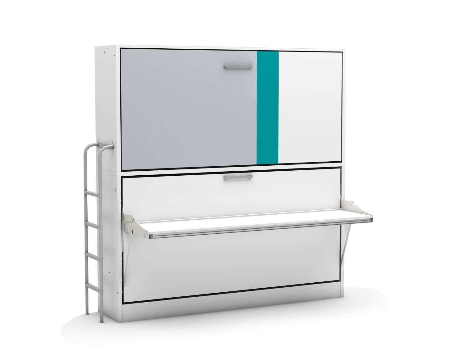 Opklap stapelbed Smart Bunk met bureau