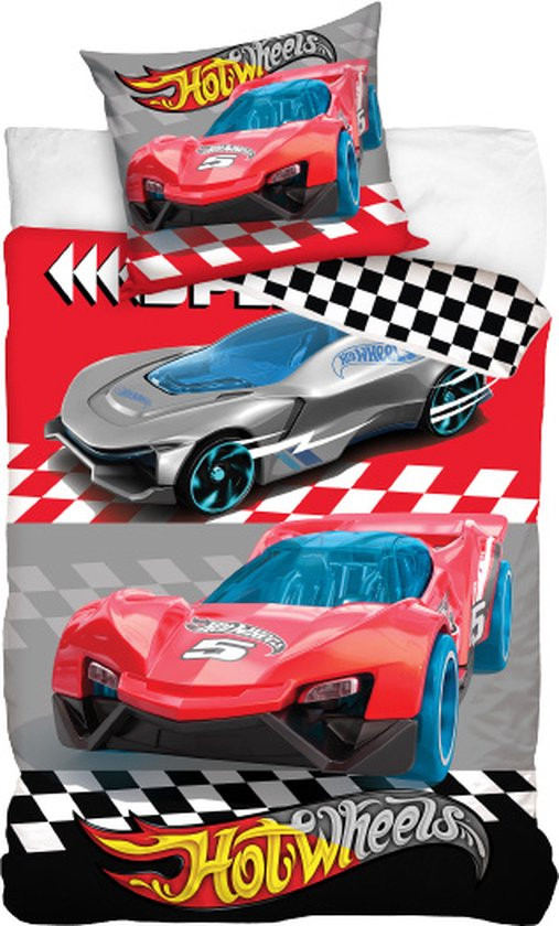 Hot Wheels Dekbedovertrek Junior 140 X 200 Cm Katoen Rood/grijs