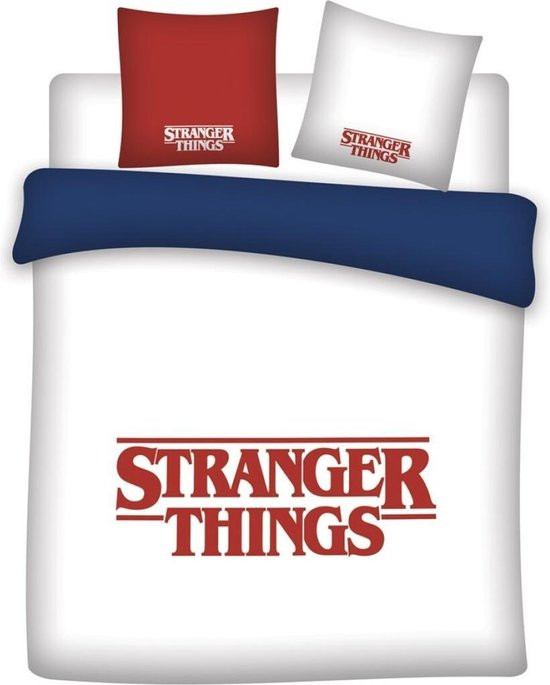 Stranger Things Dekbedovertrek Wit/blauw/rood - Katoen