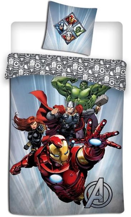 Marvel Avengers Dekbedovertrek De Hulk, Black Widow, Iron Man en Thor - 140 x 200 cm - Polyester