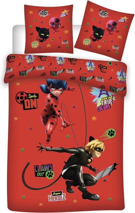 Miraculous Dekbedovertrek Icons - 140 x 200 cm + 63 x 63 cm - Polyester