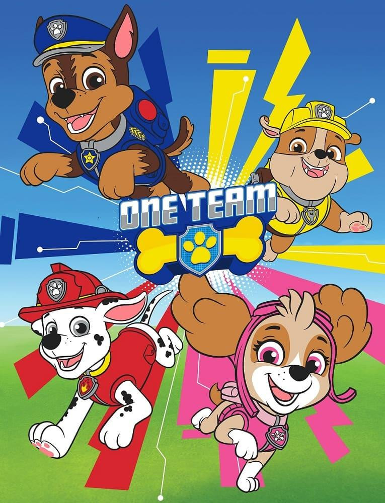 Paw Patrol Fleece plaid One Team 130 x 170 cm blauw