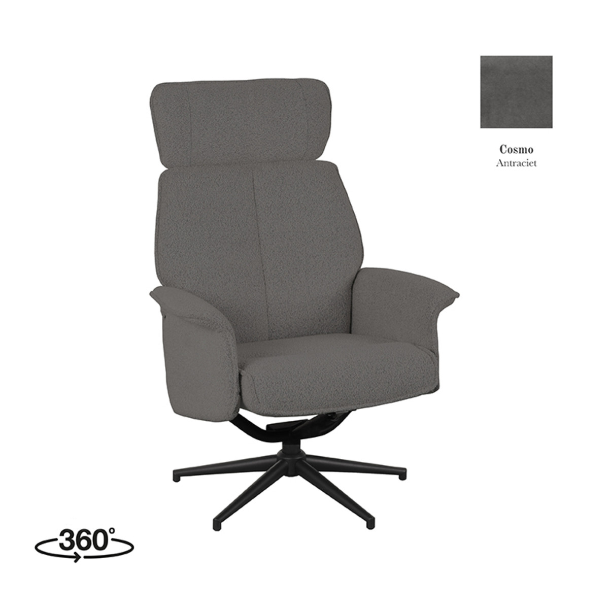 LABEL51 Fauteuil Verdal - Antraciet - Cosmo - Excl. Hocker