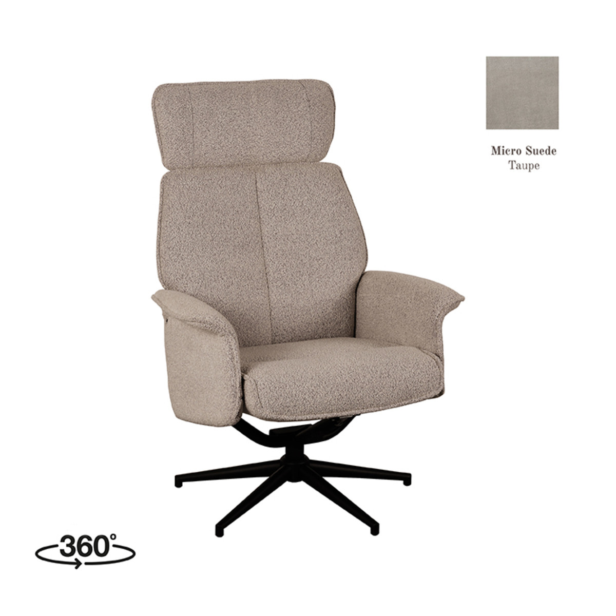 LABEL51 Fauteuil Verdal - Taupe - Micro Suede - Excl. Hocker