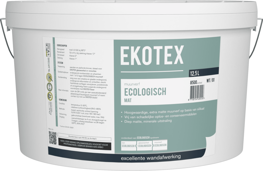 ekotex muurverf ecologisch lichte kleur 12.5 ltr
