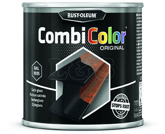 rust-oleum combicolor zijdeglans ral 9005 zwart 0.4 ltr spuitbus