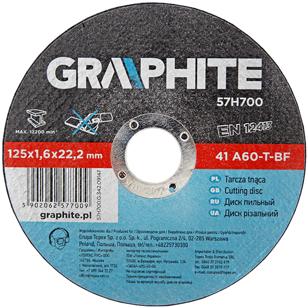 graphite doorslijpschijf 230x22x1.9mm metaal 57h719