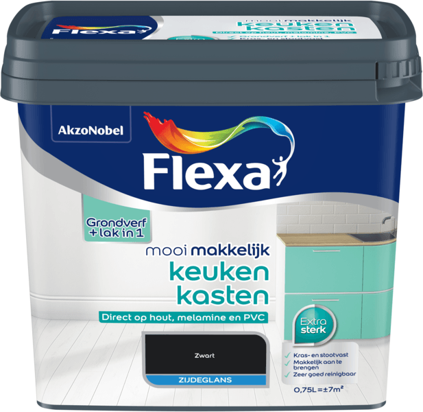 flexa mooi makkelijk keukenkasten zijdeglans kleur 0.75 ltr