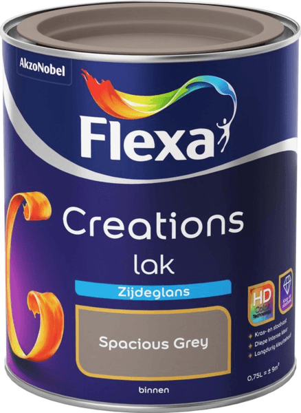 flexa creations lak zijdeglans 3022 authentic grey 0.75 ltr