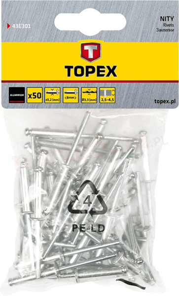 topex popnagels 3.2 x 10 mm 50 stuks 43e302
