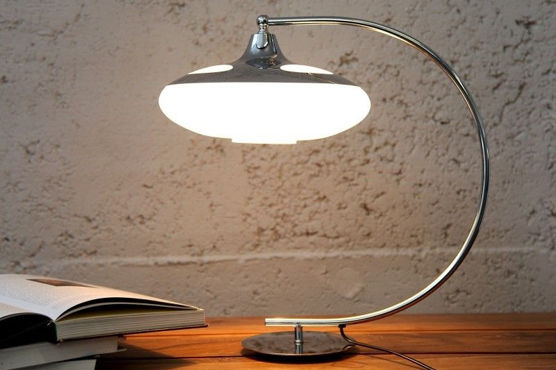 Moderne tafellamp LUNA LOGO 45cm zilverchroom tafellamp - 112