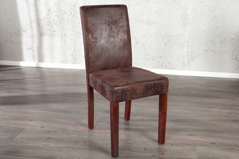 Edele koloniale stoel GENUA sigaarbruin vintage look grenen massief houten poten - 22207
